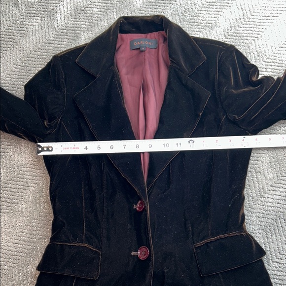 Darjoni Brown Velvet Blazer Jacket Women Size 6 Tailored Two Button - Picture 12 of 14